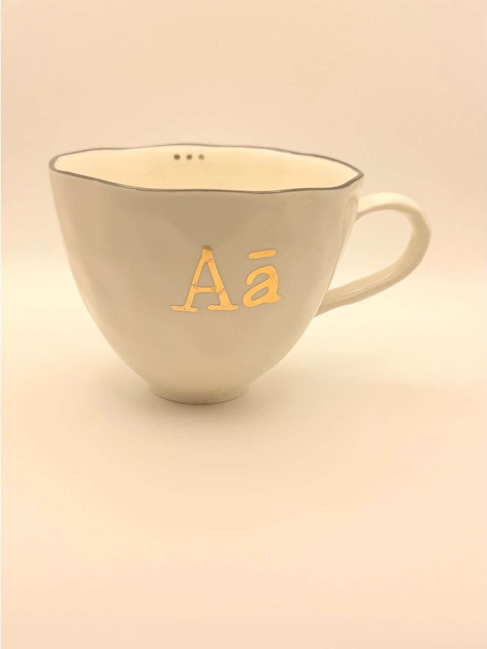 Gold Letter Accent Cream Ceramic Mug